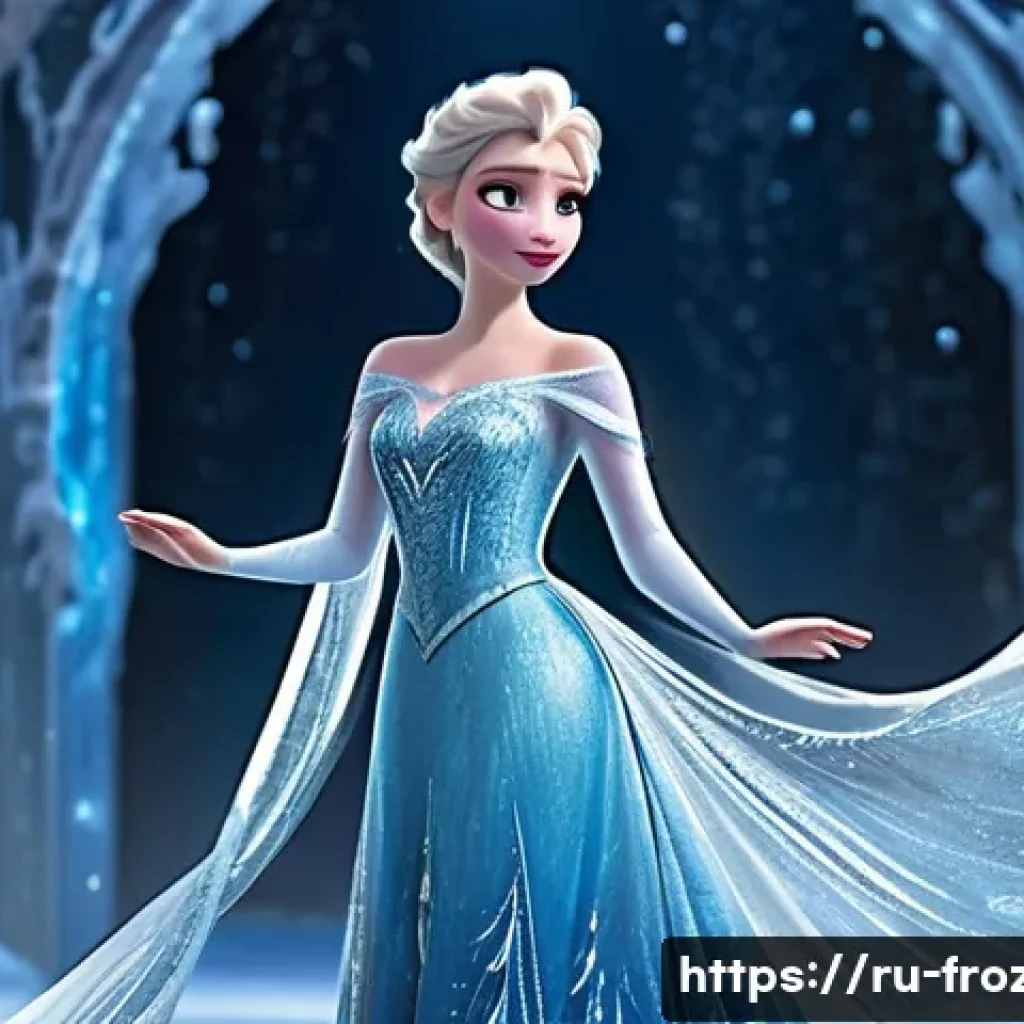 엘사의 드레스 디자인 과정 - **Prompt:** A stunning, full-body shot of Elsa from Disney's Frozen, captured mid-transformation as ...