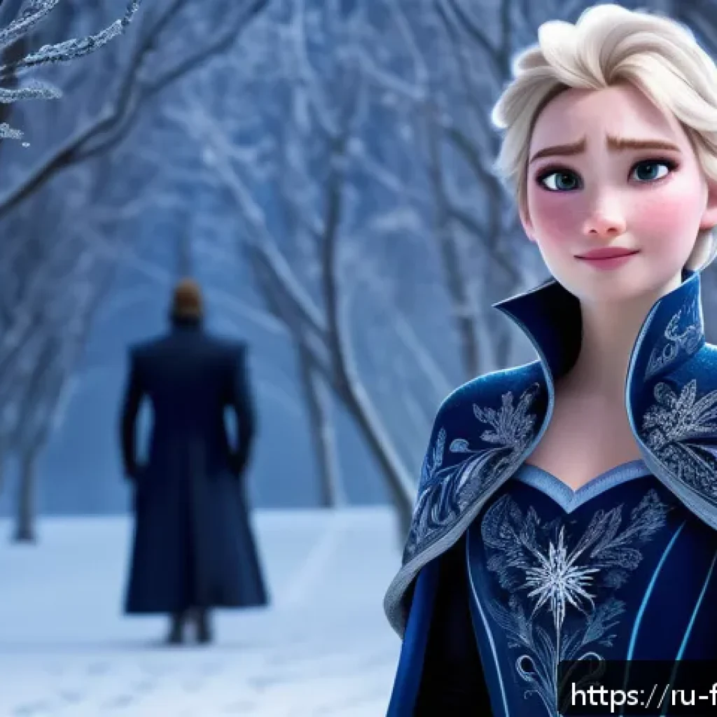 겨울왕국 속 빌런의 등장 이유 - A detailed fantasy scene featuring a powerful antagonist inspired by "Frozen," dressed in an elegant...