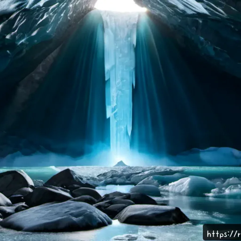 겨울왕국 속 마법의 근원과 설정 - Photorealistic cinematic scene of the ancient source of winter magic deep beneath a vast northern gl...