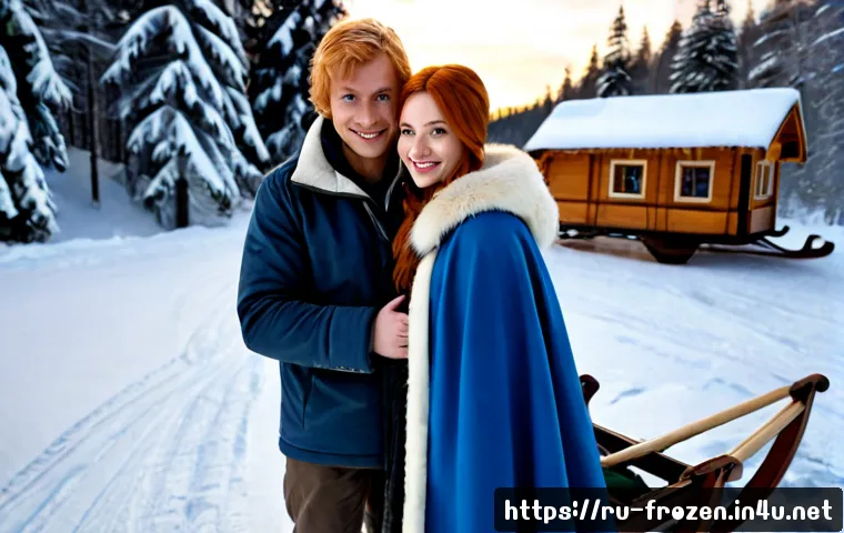 Home 17 겨울왕국 안나와 크리스토프의 사랑 이야기 - Photorealistic cinematic winter romance scene inspired by Anna and Kristoff, a brave red-haired youn...